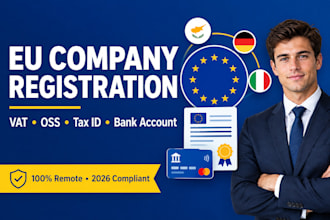 register your eu company in cyprus, germany, italy with vat, oss, tax id, bank