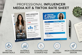 design an influencer media kit and tiktok creator rate sheet