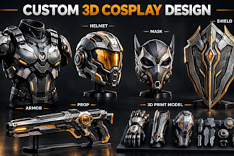 design wearable 3d cosplay creation, cosplay armor, cosplay model, prop, mask