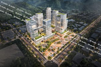 create photorealistic aerial view and masterplan renderings