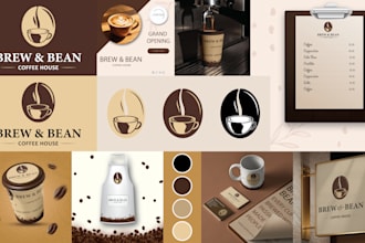 design a modern coffee shop and cafe brand identity