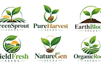 design a professional seedling, agriculture farming, organic gardening seed logo