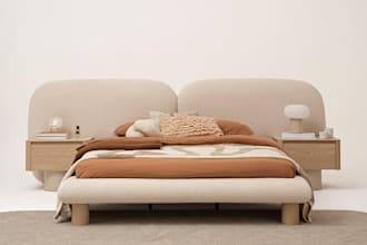 design bed frame and nightstand sets in 3d