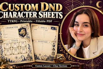 dnd character sheet design ttrpg custom layout spell inventory page fillable pdf