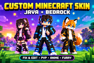 custom minecraft skin pixel art character design java bedrock pvp fix edit hd 3d