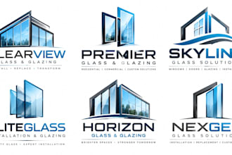 design a professional installation, glazing, glass company glass window logo