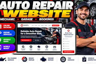 build auto repair website for mechanic shop car service and bookings