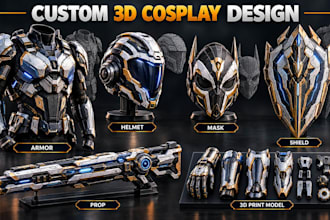 make wearable 3d cosplay creation, cosplay armor, cosplay model, prop, mask