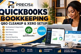 do expert quickbooks bookkeeping, qbo cleanup and xero setup