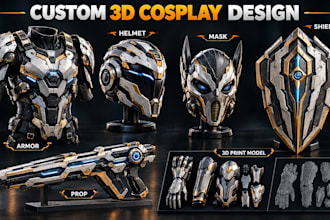 made wearable 3d cosplay creation, cosplay armor, cosplay model, prop, mask