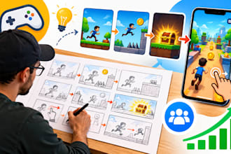 draw mobile game ua storyboard sequences for playable ads and user acquisition