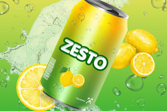 design beverage can labels and product advertisement mockups