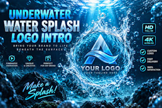 create underwater water splash video intro for your logo
