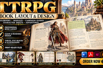 design ttrpg book layout dnd rpg module print ready pdf formatting