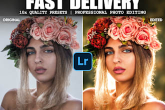 create, edit 10 professional lightroom presets and resell