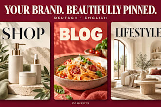design pinterest pins for shops and blogs in german or english
