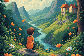 illustrate bedtime stories with charming characters
