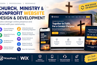 design a modern church website, ministry website, nonprofit website
