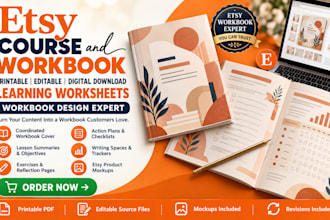 design etsy course workbooks and printable learning worksheets