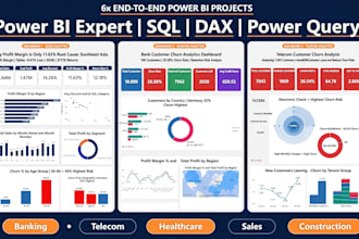 build power bi dashboard with sql dax for sales churn construction analytics