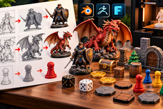 design custom board game components, miniatures and printable game pieces