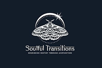 design soulful transitions moth moon acupuncture practice logo