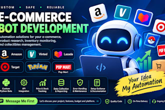 build amazon bot, vinted bot, target bot, popmart bot, pokemon bot, lazada bot