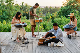 record live bongo steelpan handpan and conga for your world music