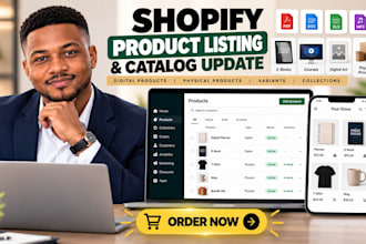 setup shopify digital products listing and update shopify product catalog