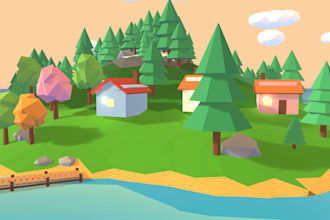 create 3d low poly enviroment, ready for unity