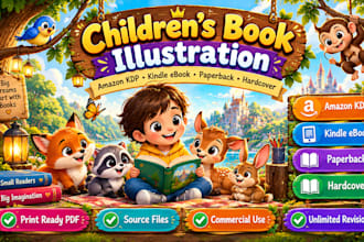 illustrate your childrens book and design a custom storybook cover