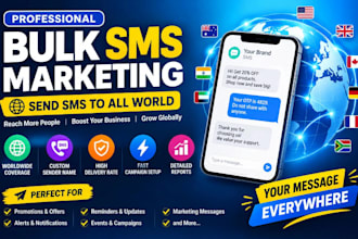 send bulk sms to all world with sid, custom sender name, sms marketing, bulk sms