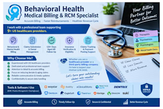 handle behavioral health billing, claims submission, and ar follow up