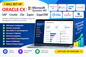 setup oracle microsoft dynamics 365 sap creatio clio zap xero procore sugar crm