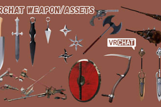 custom vrchat outfits clothings, vrchat props, accessories, weapon for avatar