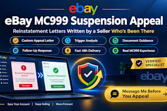 write an ebay appeal letter for mc999 suspension and restriction