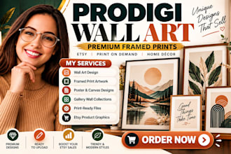 design premium print on demand wall art and framed prints for prodigi etsy shop