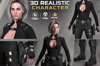 do 3d realistic character, metahuman modular game character for ue5 unity
