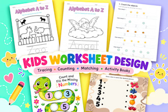 design kids worksheets, preschool activity books