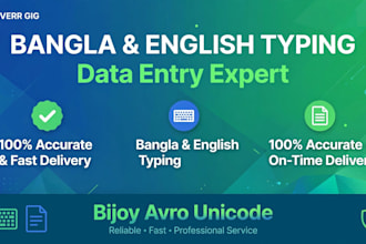 do bangla and english typing, data entry and question making