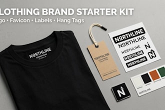 design your clothing brand logo, woven labels, hang tags and packaging