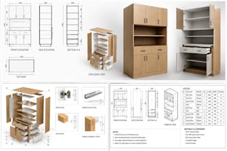 create cabinet shop drawings with cutlists and woodworking production plans