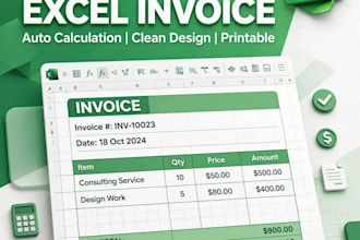 create professional excel invoice with auto calculation