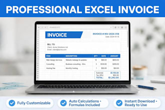 create professional exel invoice template  with auto calculation