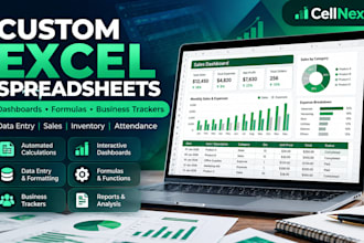 create custom excel spreadsheets, dashboards and formulas