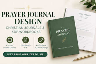 design prayer journals, christian journals and KDP worknooks