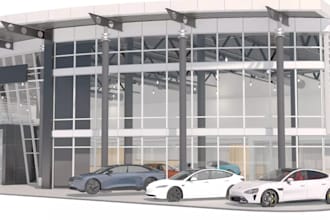 design 3d car dealership, car showroom interior, auto sales centre, car garage