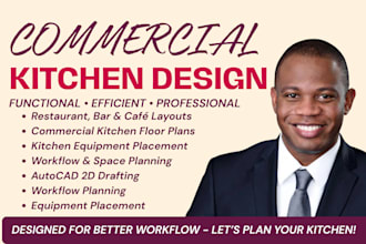 design functional commercial kitchen layouts for restaurants, bars and cafes