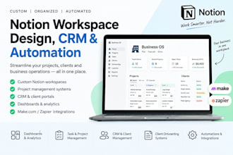 build a custom notion workspace, CRM, dashboard and automation