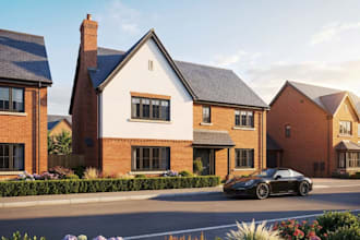 revit model residential building, exterior rendering, bim code property approval